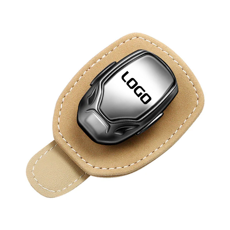 Multifunctionele brilclip van suède met het logo van uw auto