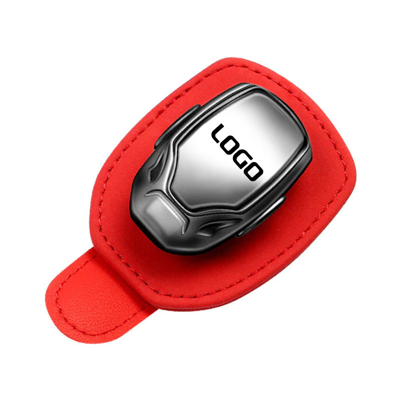 Multifunctionele brilclip van suède met het logo van uw auto