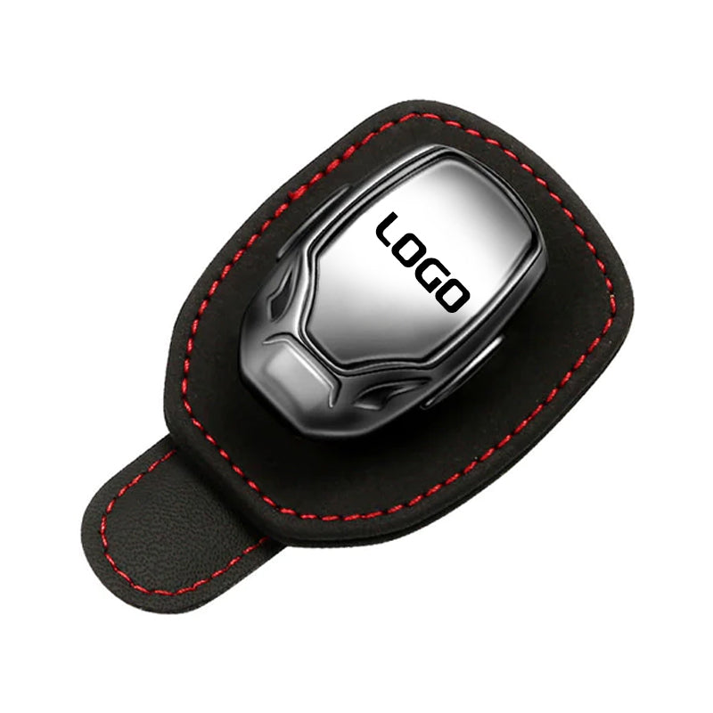Multifunctionele brilclip van suède met het logo van uw auto